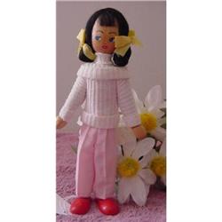 Doll Wood Made in Poland brunette Girl Pink #1909776