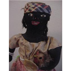 9  Black Cloth Vintage Doll painted face 1930s #1909805