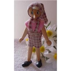 Doll Wooden Poland  PINNOCHIO PINK Wood 1970s #1909831