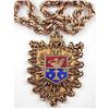 Image 1 : Old RELIGIOUS Gold ENAMEL Coat of ARMS Necklace#1910165