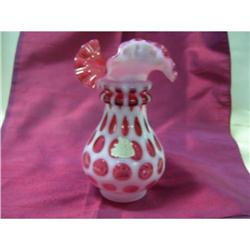 Fenton Cranberry Coin Dot 6" Vase #1910745