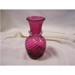 Fenton Cranberry Swirled 7" Vase  #1910746