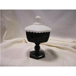 Imperial Glass Black and White Compote #1910749