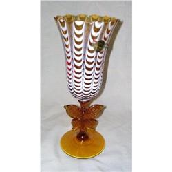 Italian Art Glass Amber Vase w/ Butterfly #1910755