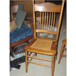 Antique Pressback Cane Seat Oak Dining Chairs #1919724