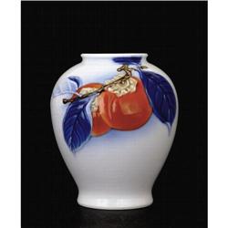 Japanese Fukagawa Vase Relief Persimmon Sg #1920280