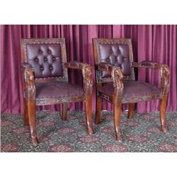 PR ANTIQUE LIBRARY HORSE MOTIF ACCENT CHAIRS #1920543