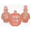 Image 1 : Pink Depression Glass Perfume Bottle Vanity Set#1935773