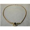 Estate 14K Gold YG Sapphire Diamond Necklace #1935881