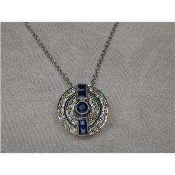Estate 14K WG Diamond Sapphire Slide Necklace #1935890