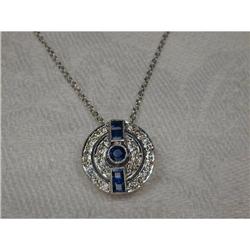 Estate 14K WG Diamond Sapphire Slide Necklace #1935890