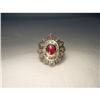 Image 1 : Estate 18K Pink Gold Diamond Ruby Floral Ring #1935913