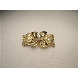 14K YG Diamond 3-Strand Floral Filigree Clasp #1936155