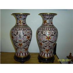 Spectacular Pair  of Unusual Cloisonne Vases #1940727