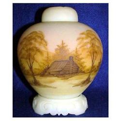 Fenton Log Cabin on Custard three piece ginger #1940886