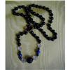 Image 1 : VINTAGE BLACK ONYX /LAPIS 14MM BEAD NECK. #1940981