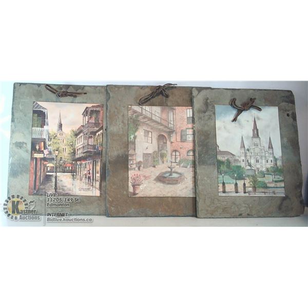 LOT OF 3 NEW ORLEANS ROOFING SLATE ART