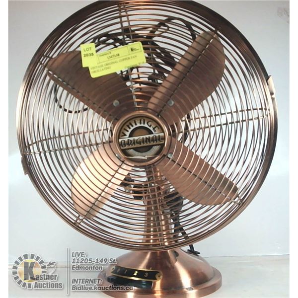 VINTAGE ORIGINAL COPPER FAN OSCILLATING