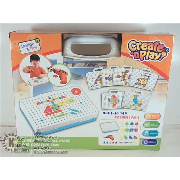 144 PC DRILL N' DESIGN CREATE N' PLAY KIDS TOY.