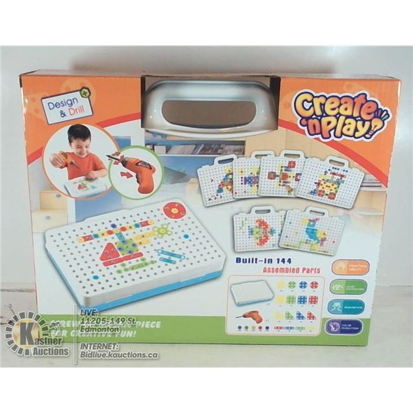 144 PC DRILL N' DESIGN CREATE N' PLAY KIDS TOY.
