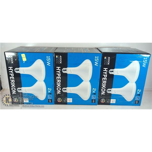 3 BOXES OF HYPERIKON 4000K 15 WATT LED LIGHTBULBS