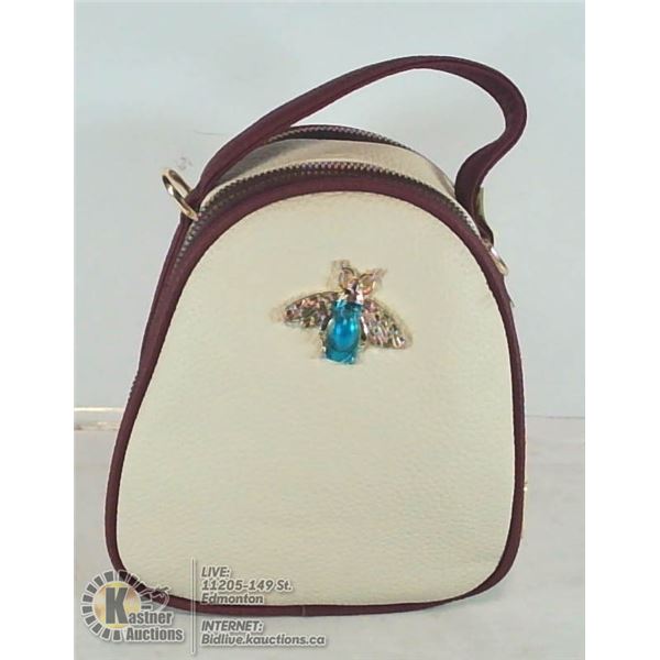 BURGUNDY FAUX LEATHER MINI BACKPACK STYLE BAG