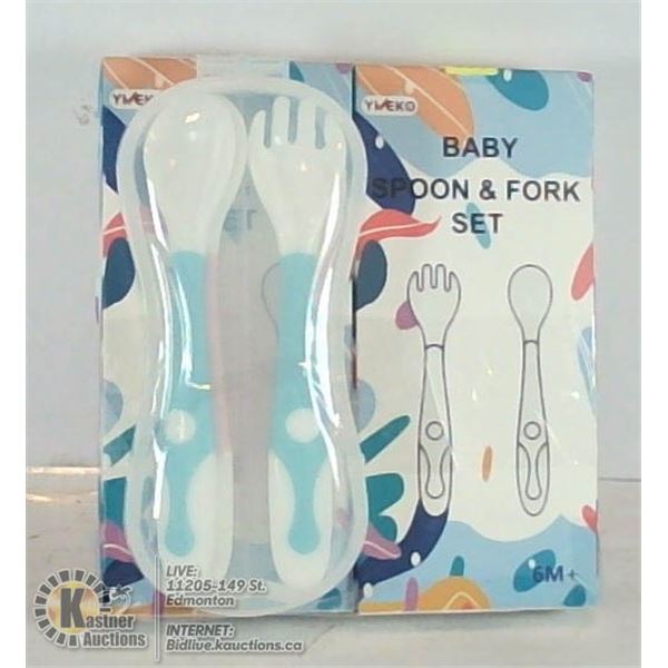 2 PK BABY SPOON AND FORK SETS. 6 MONTHS +