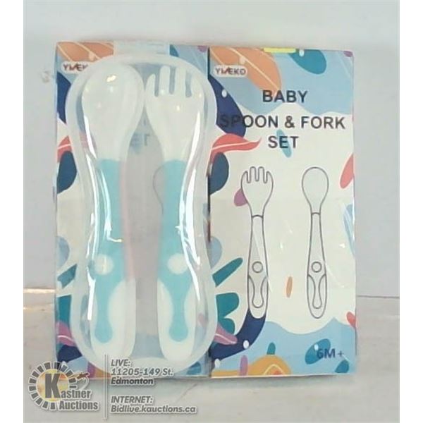 2 PK BABY SPOON AND FORK SETS. 6 MONTHS +
