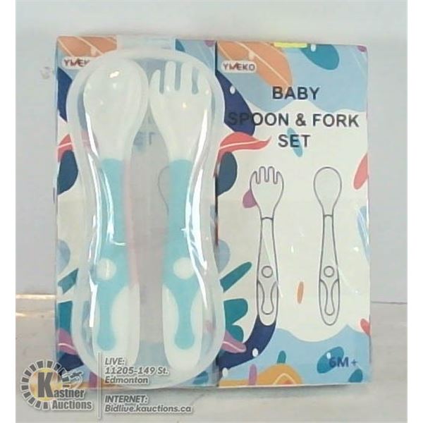 2 PK BABY SPOON AND FORK SETS. 6 MONTHS +