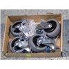 Image 1 : 4 NEW WHEELS ON CASTORS WITH HARDWARE.