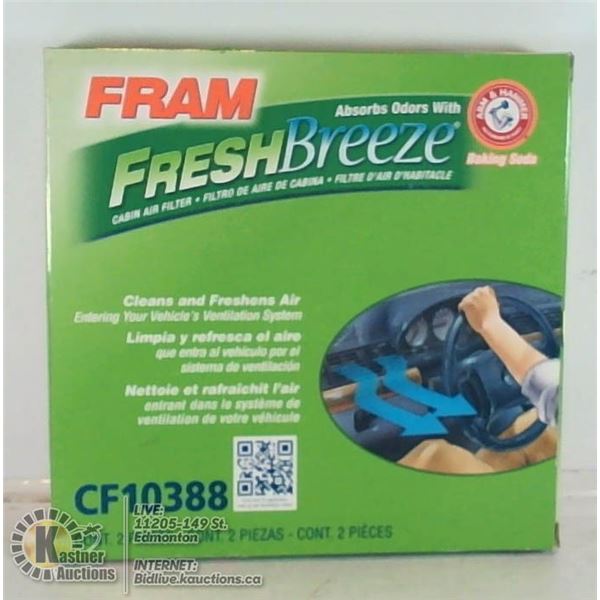 FRAM FRESH BREEZE ARM AND HAMMER CAR DEODORIZER.