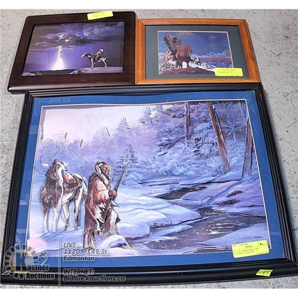 SET OF 3 ABORIGINAL CHIEF PICTURES (1 LARGE &