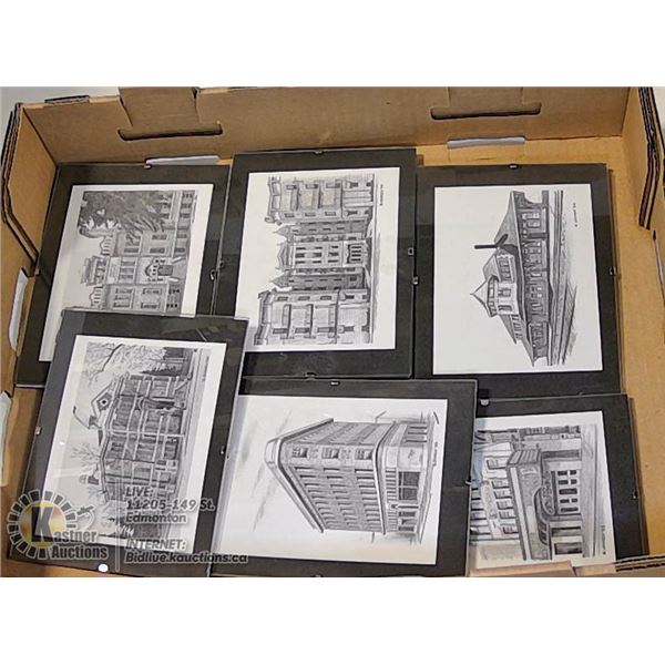 LOT OF 6 SCETCHES OF HISTORICAL EDMONTON BUILDINGS