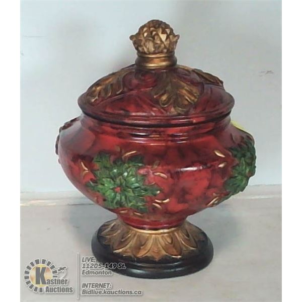 DECORATIVE CARVED CANDY DISH WITH LID
