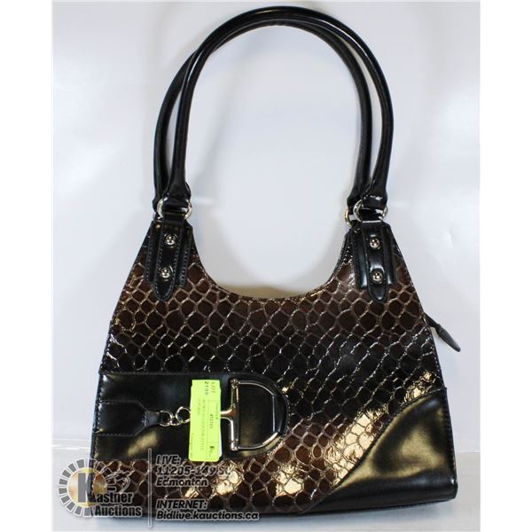 NEW BROWN ALLIGATOR-STYLE DESIGN PURSE