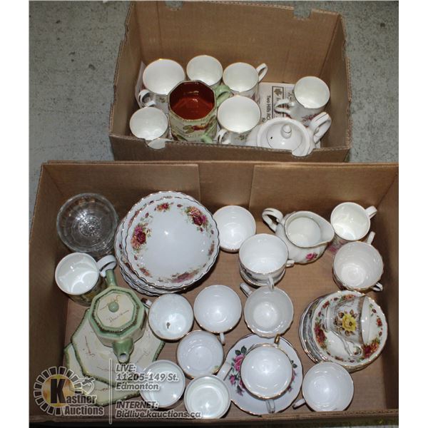 BOX OF CHINA DISHES ASSORTED