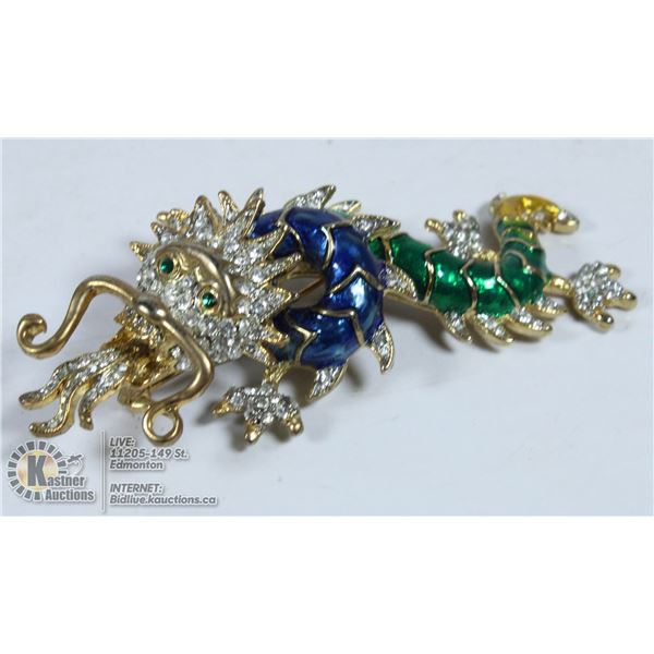 UNIQUE VINTAGE LARGE DRAGON BROOCH