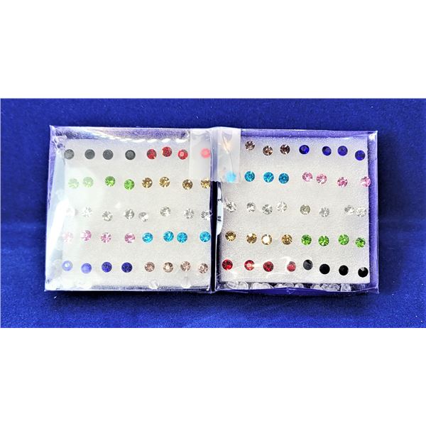 12)  LOT OF 40 MULTI COLORED CRYSTAL STUD