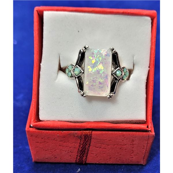 2)  LAB CREATED RECTANGULAR CUT WHITE FIRE