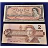 Image 2 : 18)  LOT OF 2 CANADIAN $2.00 BANKNOTES, 1986 &