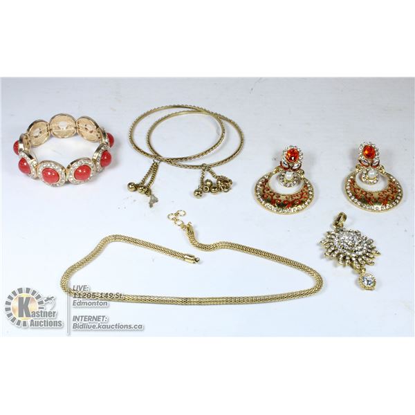 FANCY SPARKLING JEWELRY SET AMBER ORANGE