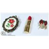 Image 1 : LADY BUG,  LIPSTICK, & NEEDPOINT BROOCHES VINTAGE