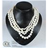 Image 1 : STERLING SILVER 7-11MM WHITE 4 ROW PEARL NECKLACE
