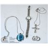 Image 1 : SILVER CROSS BLUE PENDANT NECKLACES & WATCH