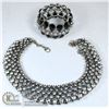 Image 1 : HEAVY RHINESTONE NECKLACE & BRACELET SET IN BOX
