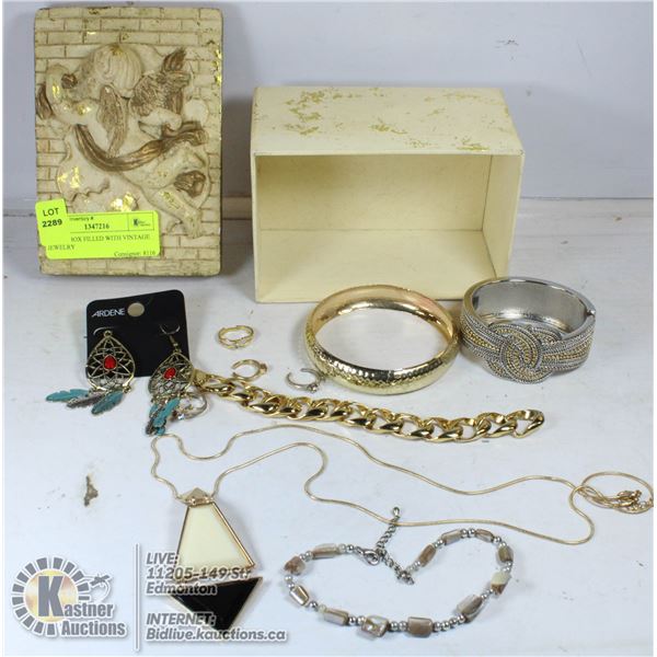 ANGEL BOX FILLED WITH VINTAGE JEWELRY