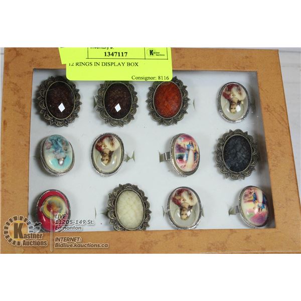 12 RINGS IN DISPLAY BOX