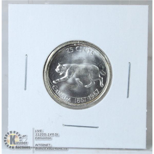 UNCIRCULATED 1967 SILVER CANADA 25 CENT
