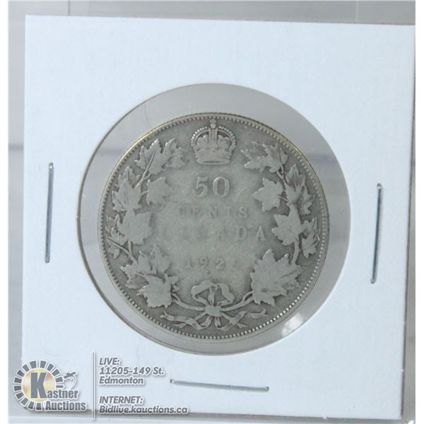 1929 KING GEORGE V SILVER CANADA 50 CENT