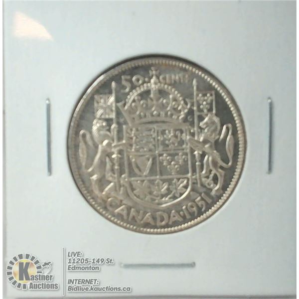 HIGHER GRADE 1951 CANADA SILVER 50 CENT